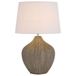 Borneo Ceramic Table Lamp, Bronze, White