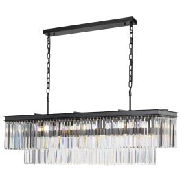 Serene 13 Lights Pendant, Clear Glass, Black