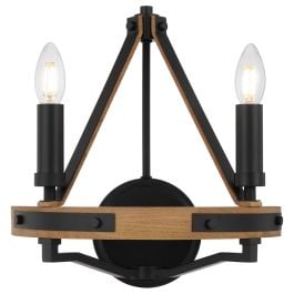 Darien 2 Light Wall Light, Ash, Black