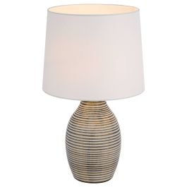 Earth Ceramic Table Lamp, Bronze, White