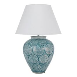 Hannah Ceramic Table Lamp, Blue, White
