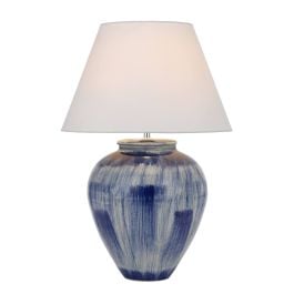 Jamie Ceramic Table Lamp, Blue, White