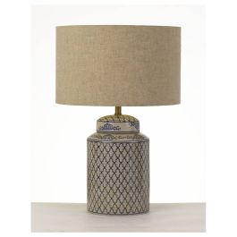 Kaylee Table Lamp, Blue with Beige, Wheat