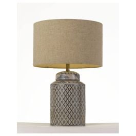 Kaylee Table Lamp, Blue with Beige, Wheat