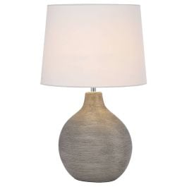 Kelly Ceramic Table Lamp, Silver, White