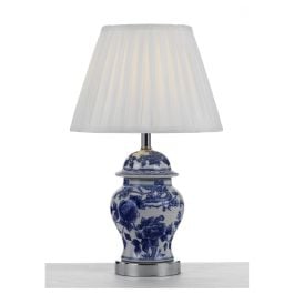 Ling Table Lamp, Blue, Chrome, White