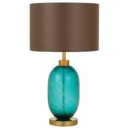 Manolo Table Lamp, Brown, Antique Gold, Teal