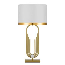 Roldan Table Lamp, White, Antique Gold