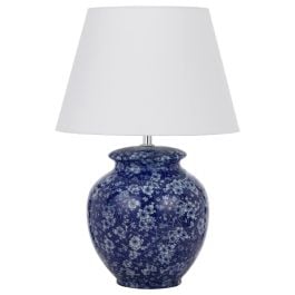 Yulan Ceramic Table Lamp, Blue, White