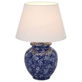 Yulan Ceramic Table Lamp, Blue, White