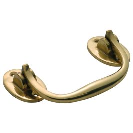 12cm Plain Trunk Handle, Polished Brass