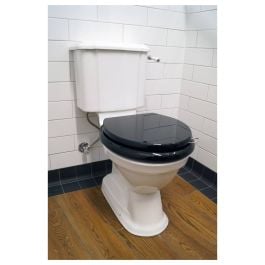 Turner Hastings Birmingham Close Coupled Toilet Black Seat w/ Chrome Fittings