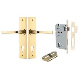 Annecy Lever Chamfered Backplate Entrance Kit w Lock K/K