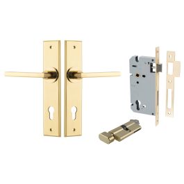 Baltimore Lever Chamfered Backplate Entrance Kit w Lock K/T