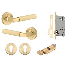 Brunswick Lever Round Rose Entrance Kit w Lock K/T