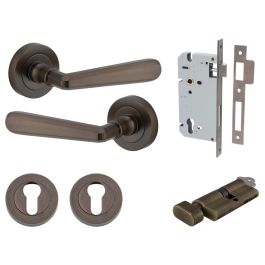 Copenhagen Lever Round Rose Entrance Kit w Lock K/T