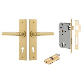 Helsinki Lever Chamfered Backplate Entrance Kit w Lock K/K