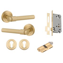 Helsinki Lever Round Rose Entrance Kit w Lock K/K