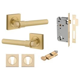 Helsinki Lever Square Rose Entrance Kit w Lock K/T