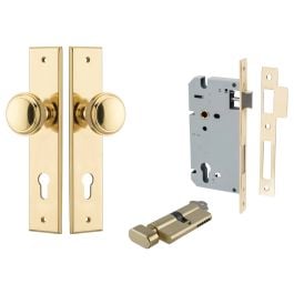 Paddington Knob Chamfered Backplate Entrance Kit w Lock K/T