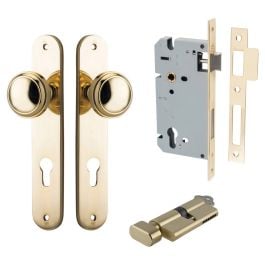 Paddington Knob Oval Backplate Entrance Kit w Lock K/T