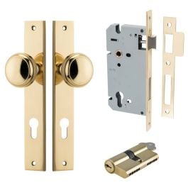 Paddington Knob Rect Backplate Entrance Kit w Lock K/K