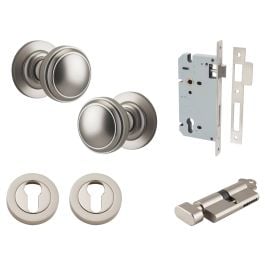 Paddington Knob Round Rose Entrance Kit w Lock K/T