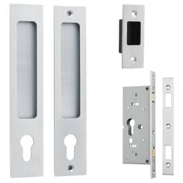 Rectangular Sliding Door Pull Entrance Kit w Lock