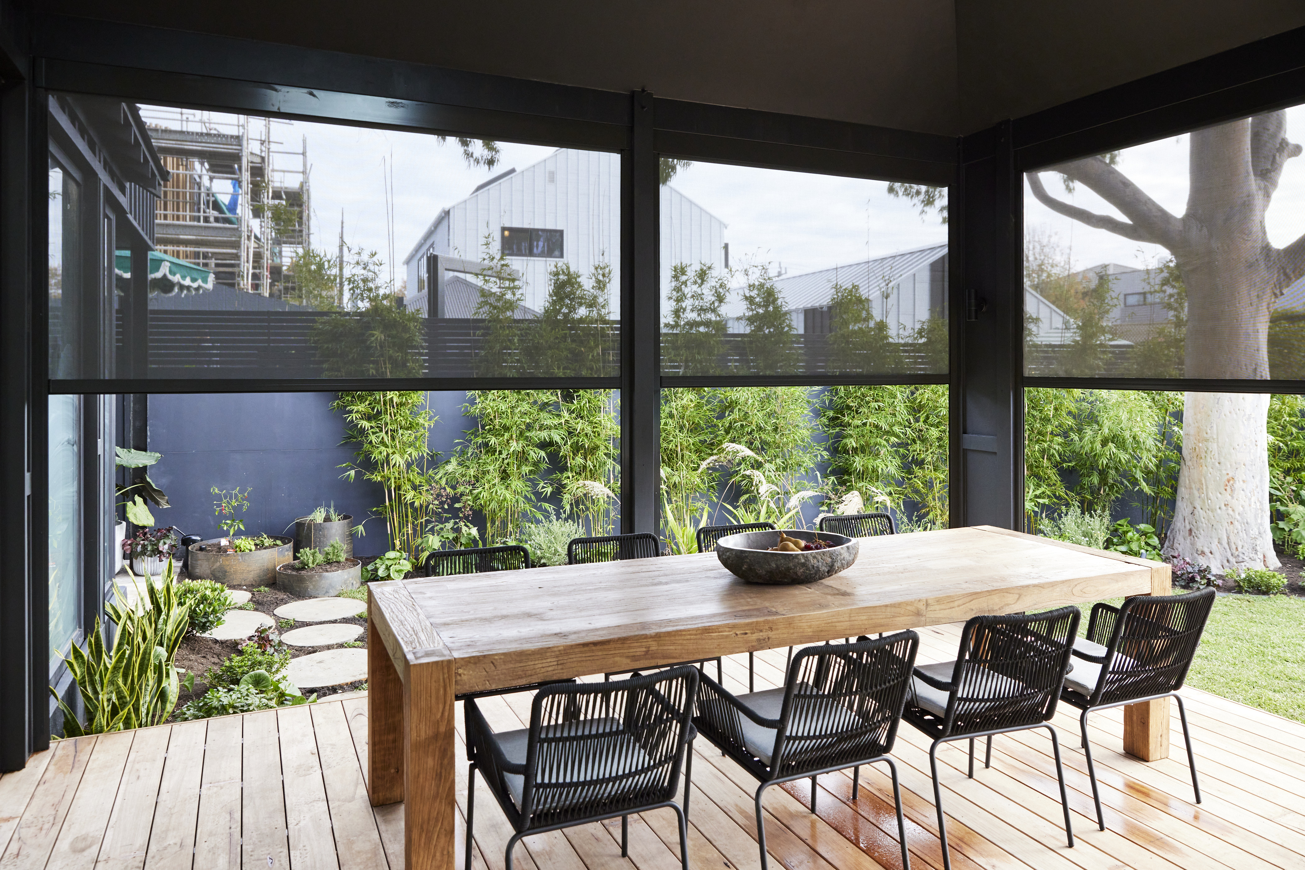 Outdoor Patio Entertaining Area With Shades