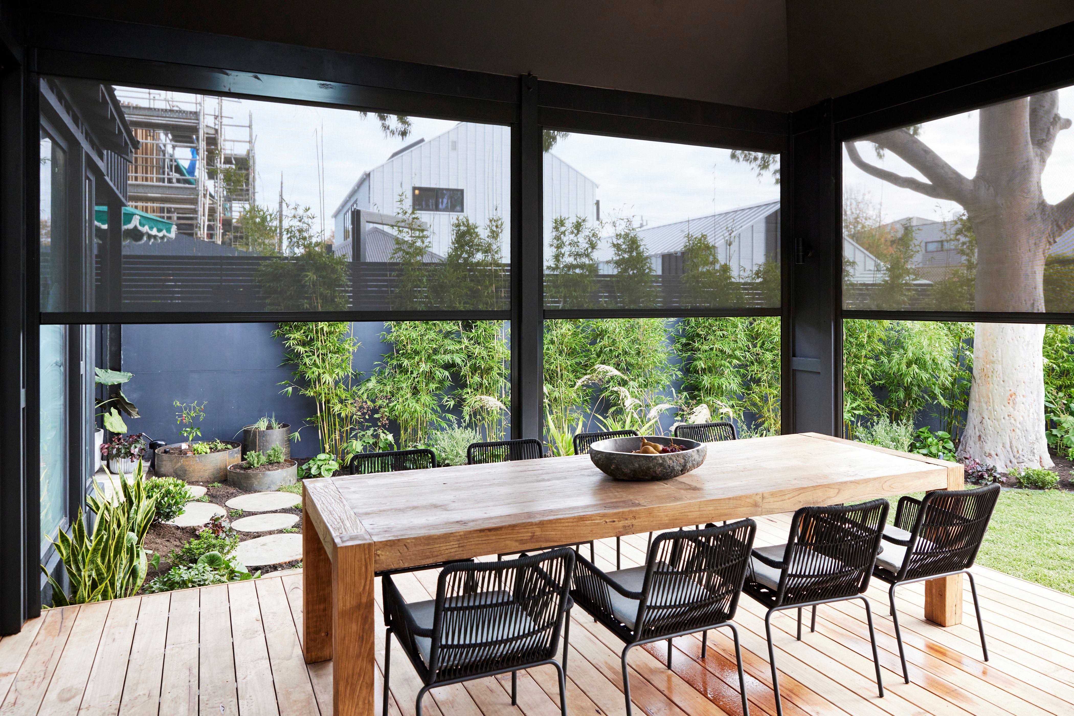 Outdoor Patio Entertaining Area With Shades