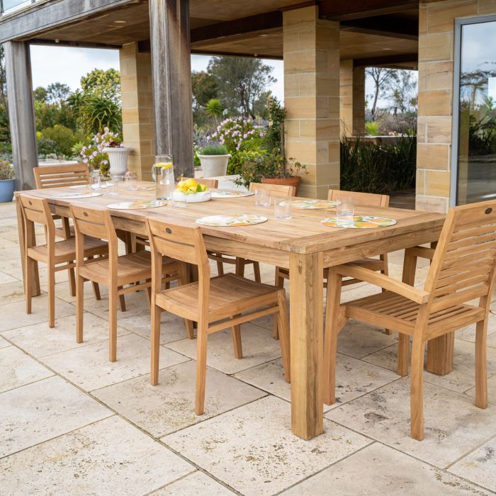 8 Seater Reclaimed Teak 300cm Exterior Dining Table Natural