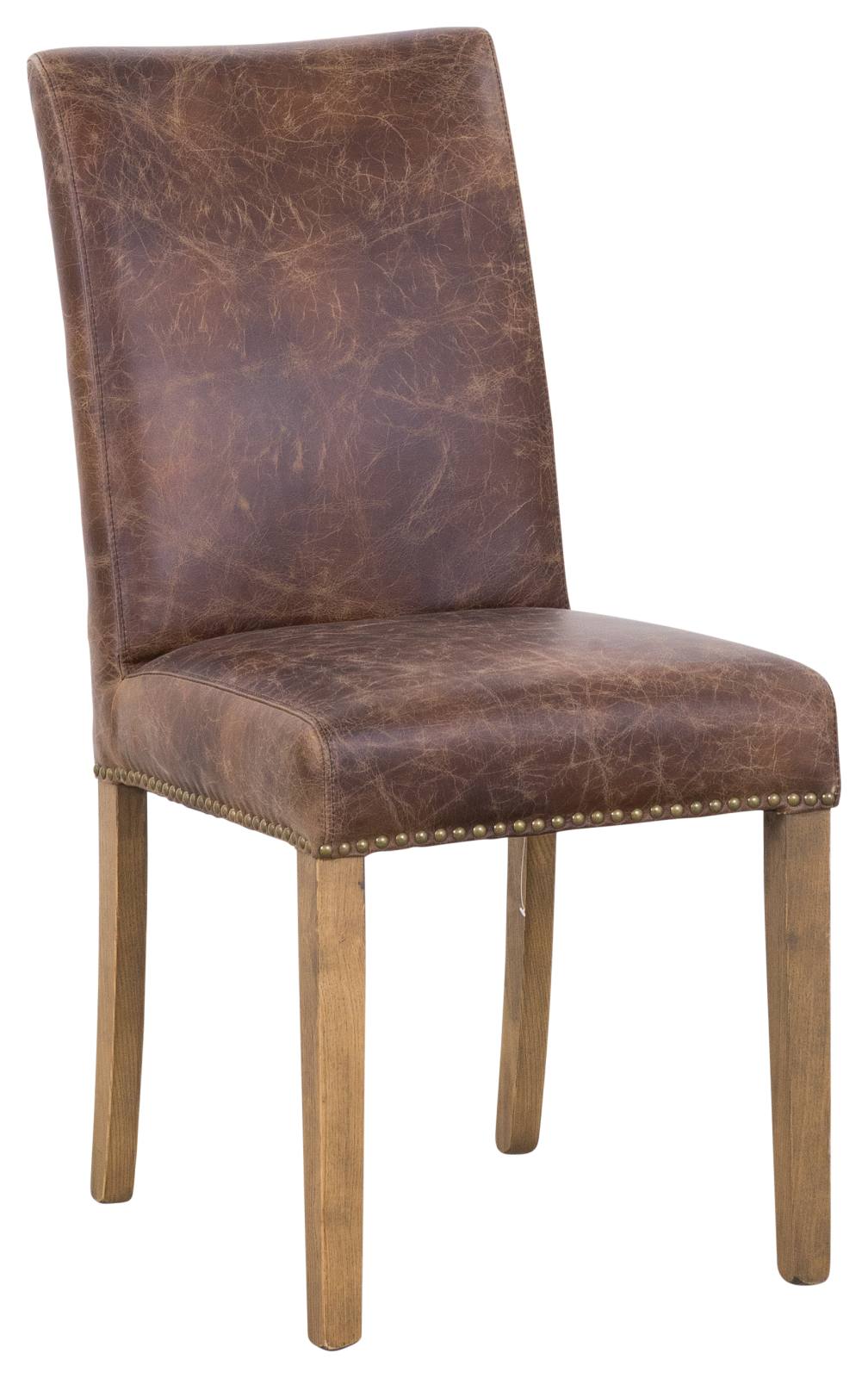 aged leather dining chair